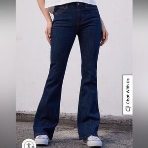 Dark Indigo Low-Rised Flared Jeans
